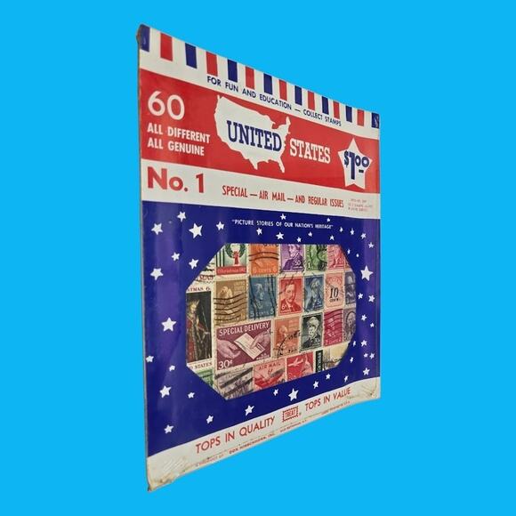 Vintage US Stamp Starter Collection Hirschhorn Bundle with Patriotic Stickers - Picture 3 of 12
